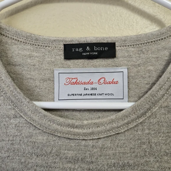 RAG & BONE Yan Japenses Wool Long-Sleeve Midi Dress Sz Small Heather Minimalist - Picture 4 of 15